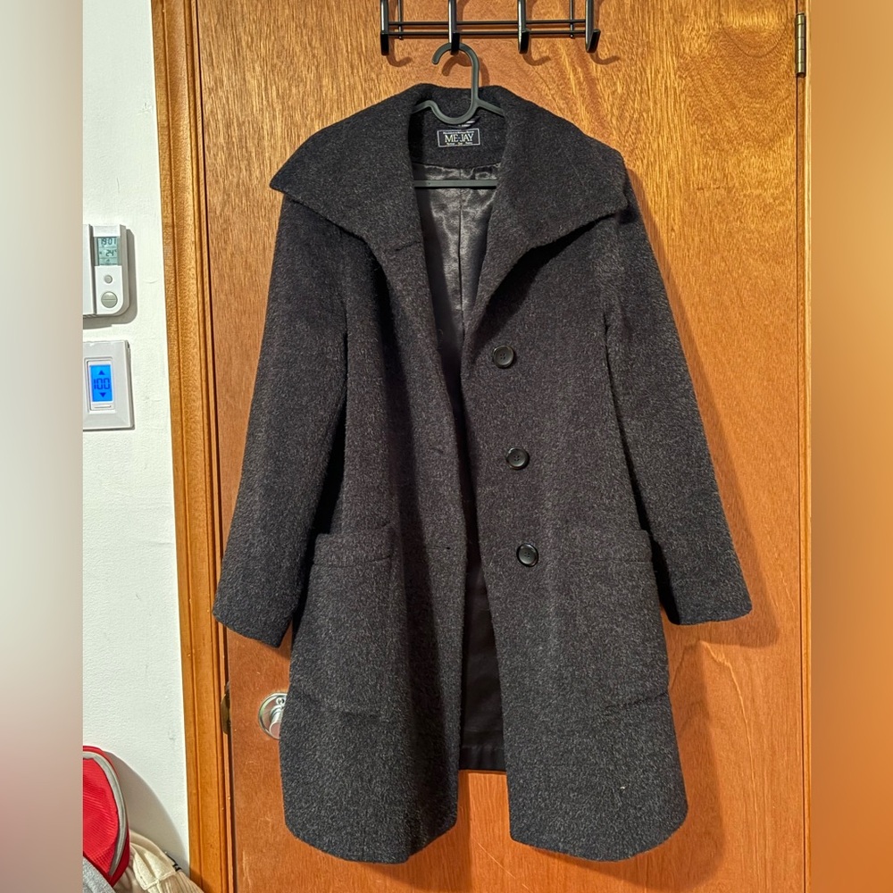 Women's Gray Coat Alpaca Wool - Picture 3 of 7